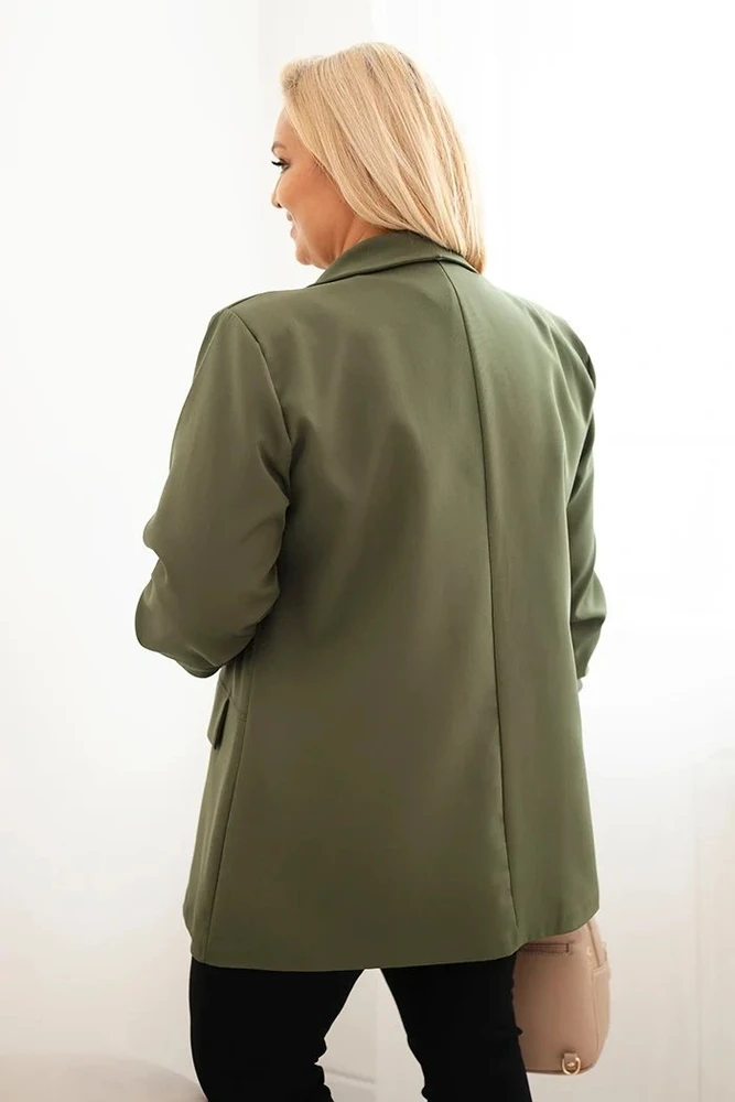 Moteriškas Plus Size chaki spalvos švarkas oversize
