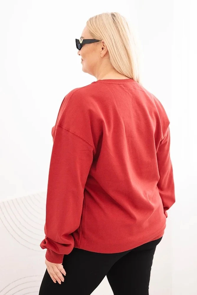 Moteriškas Plus Size džemperis, raudonos spalvos