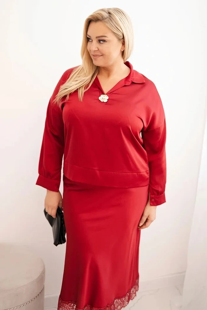 Moteriškas Plus Size komplektas, raudonos spalvos