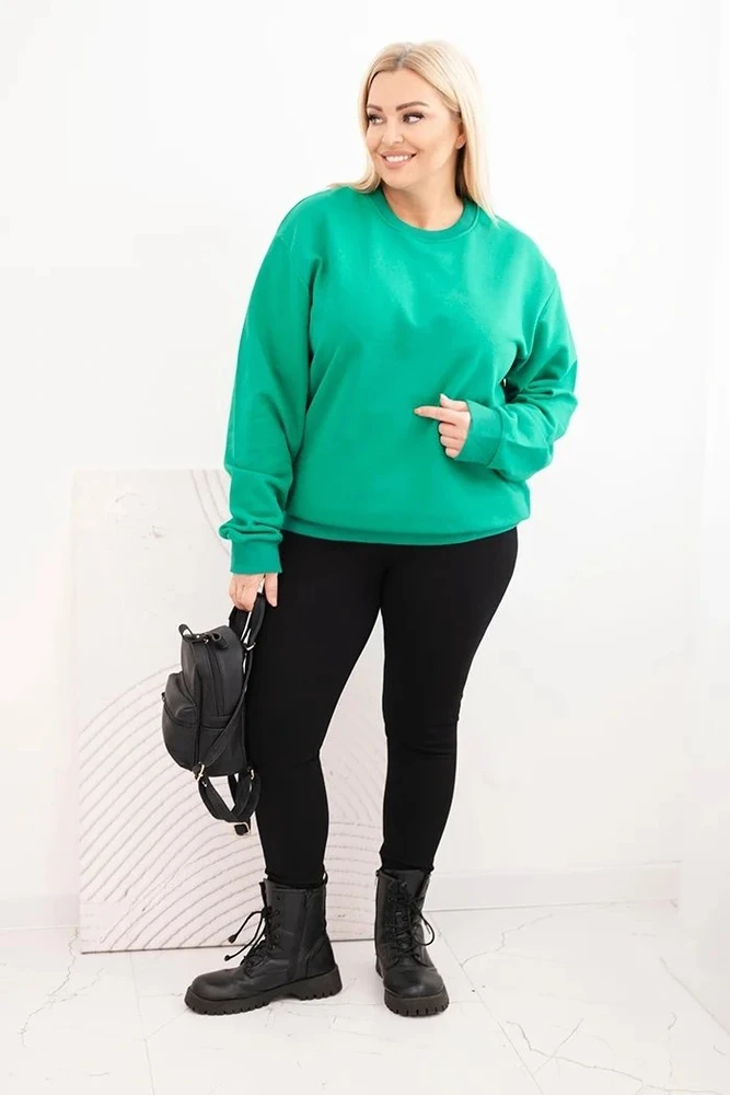 Moteriškas Plus Size medvilninis džemperis, šviesiai žalios spalvos