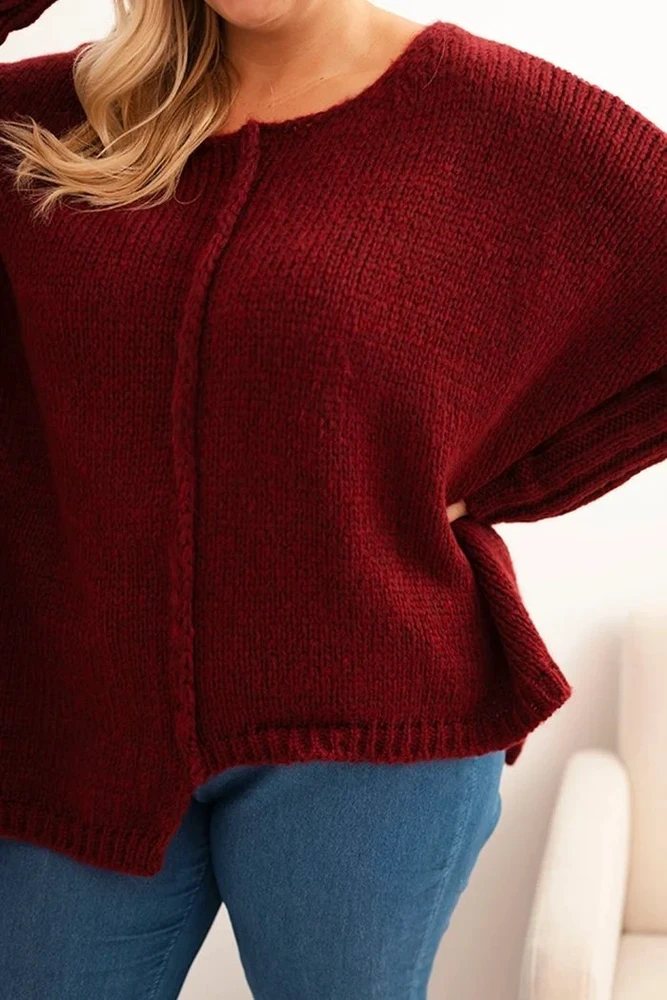 Moteriškas Plus Size megztinis, fuksijos spalvos