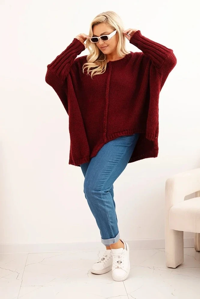 Moteriškas Plus Size megztinis, fuksijos spalvos
