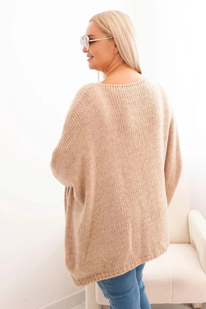 Moteriškas Plus Size megztinis, kapučino spalvos