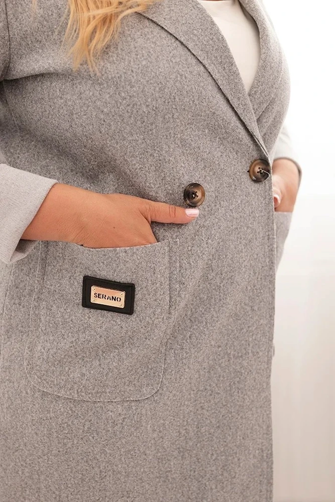 Moteriškas Plus Size paltas, pilkos spalvos