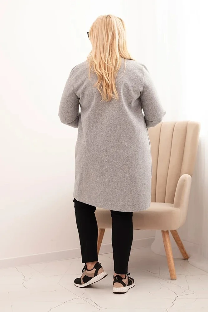 Moteriškas Plus Size paltas, pilkos spalvos