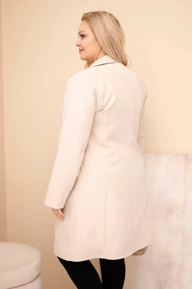 Moteriškas Plus Size paltas su apykakle, smėlio spalvos