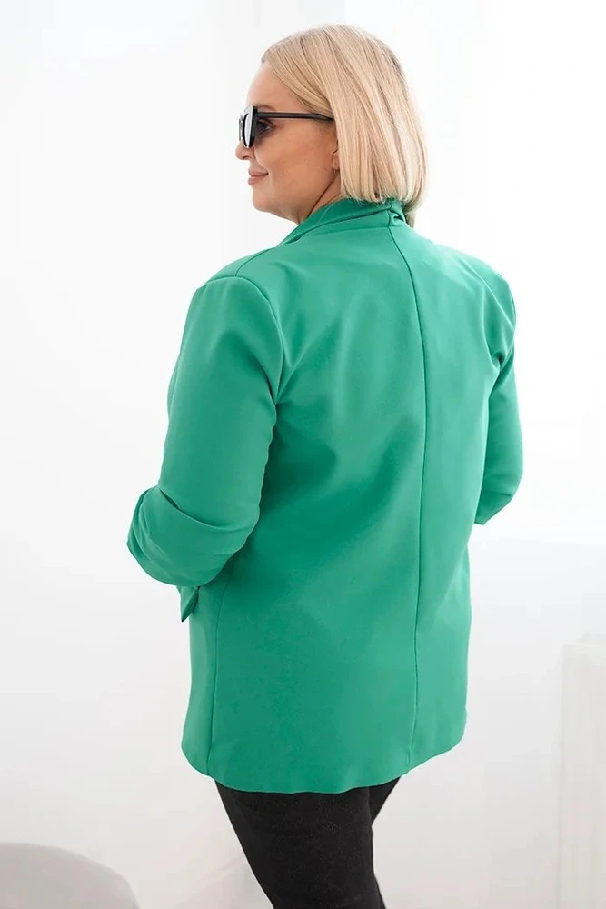 Moteriškas Plus Size švarkas be užsegimo su pamušalu, žalias