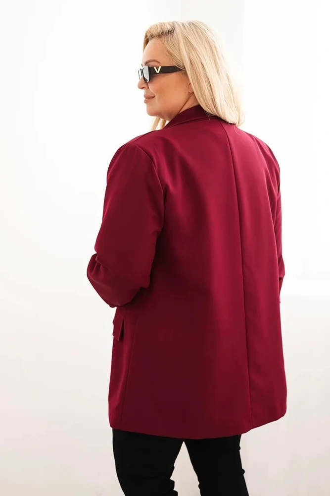 Moteriškas Plus Size švarkas, burgundiškos spalvos