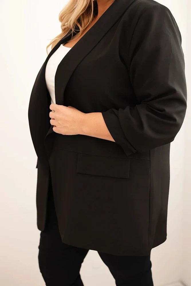 Moteriškas Plus Size švarkas juodos spalvos