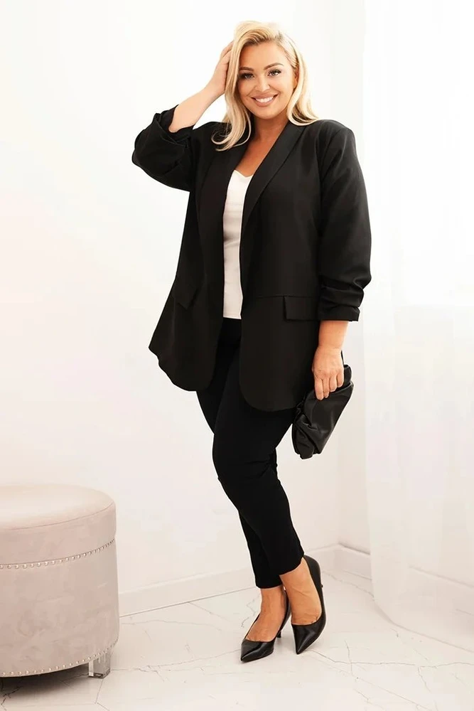 Moteriškas Plus Size švarkas juodos spalvos