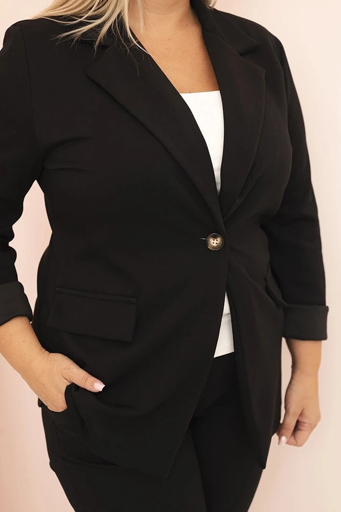 Moteriškas Plus Size švarkas, juodos spalvos