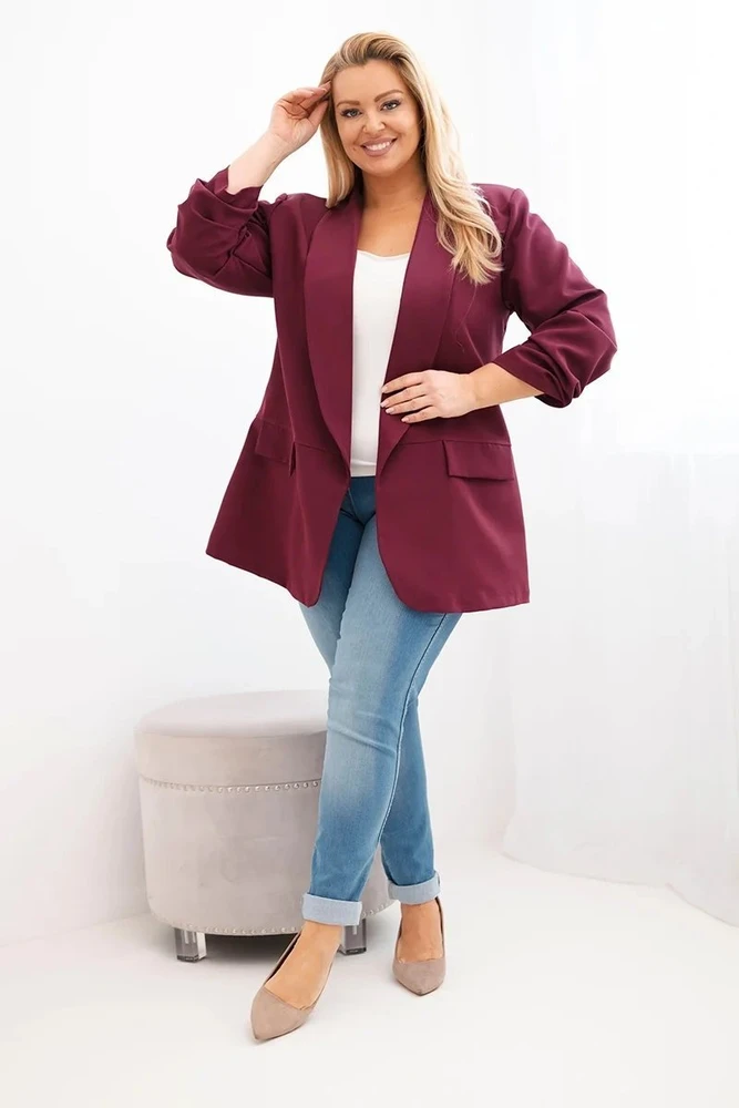 Moteriškas Plus Size švarkas, juodosios slyvos spalvos