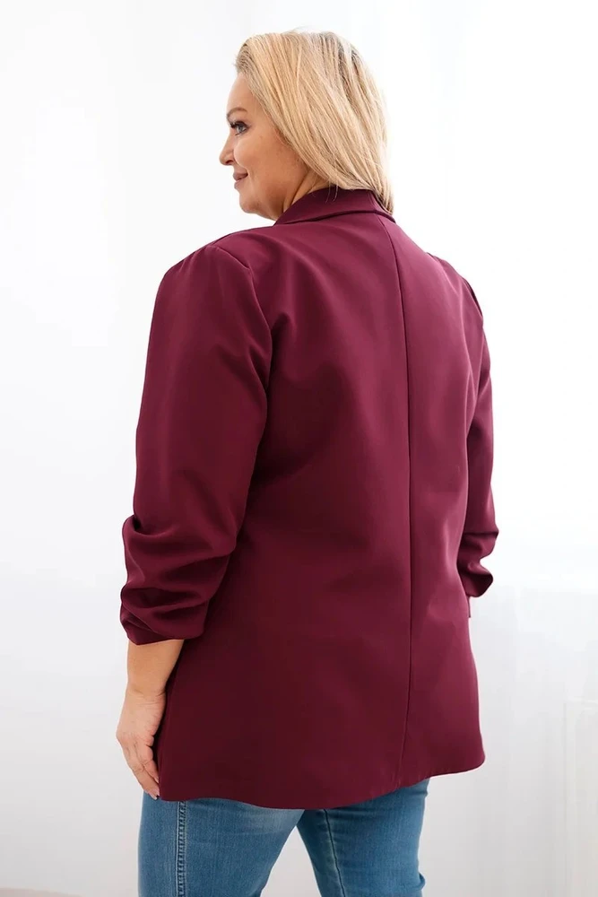 Moteriškas Plus Size švarkas, juodosios slyvos spalvos