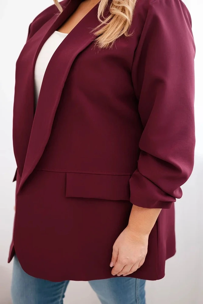 Moteriškas Plus Size švarkas, juodosios slyvos spalvos