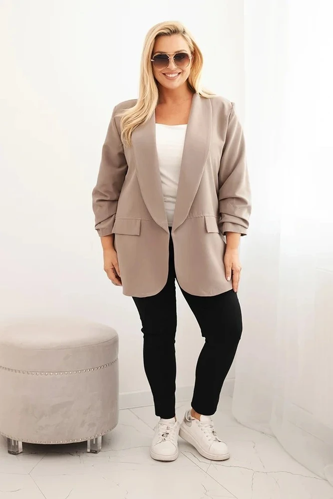Moteriškas Plus Size švarkas, kapučino spalvos
