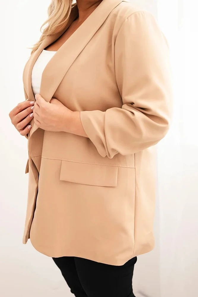 Moteriškas Plus Size švarkas, kapučino spalvos