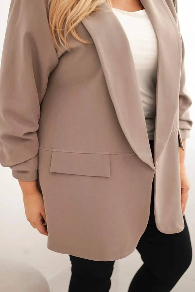 Moteriškas Plus Size švarkas, kapučino spalvos