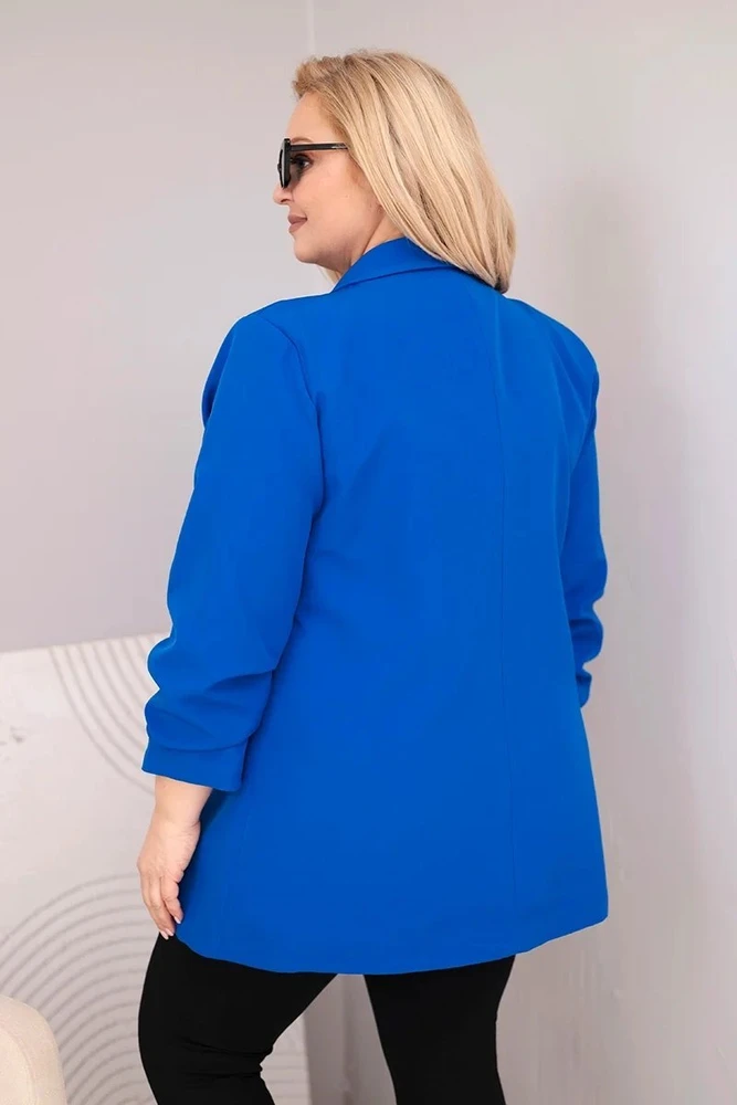 Moteriškas Plus Size švarkas, rugiagėlių mėlynos spalvos