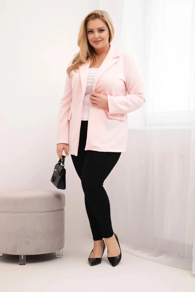 Moteriškas Plus Size švarkas su viskoze, rožinės spalvos