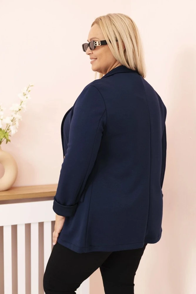 Moteriškas Plus Size švarkas, tamsiai mėlynas