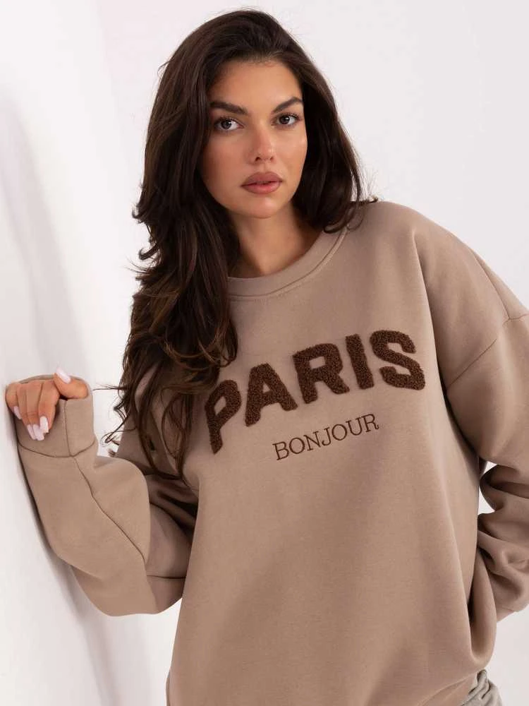 Moteriškas rudas džemperis Paris Bonjour“