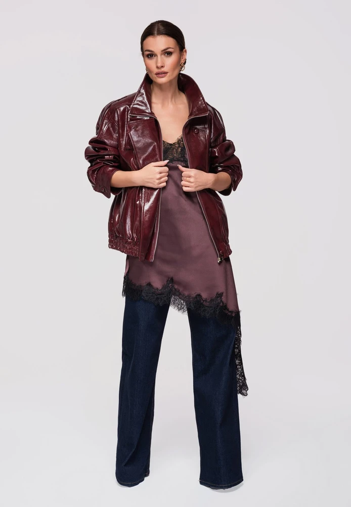 Moteriškas švarkas oversize bordo spalvos LARICA
