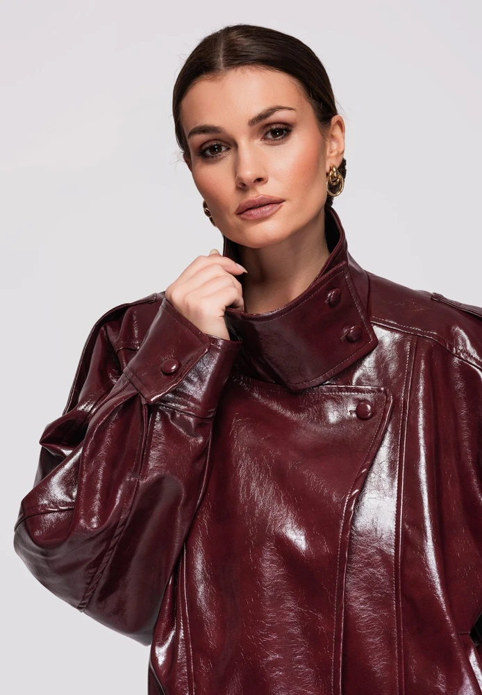 Moteriškas švarkas oversize bordo spalvos LARICA