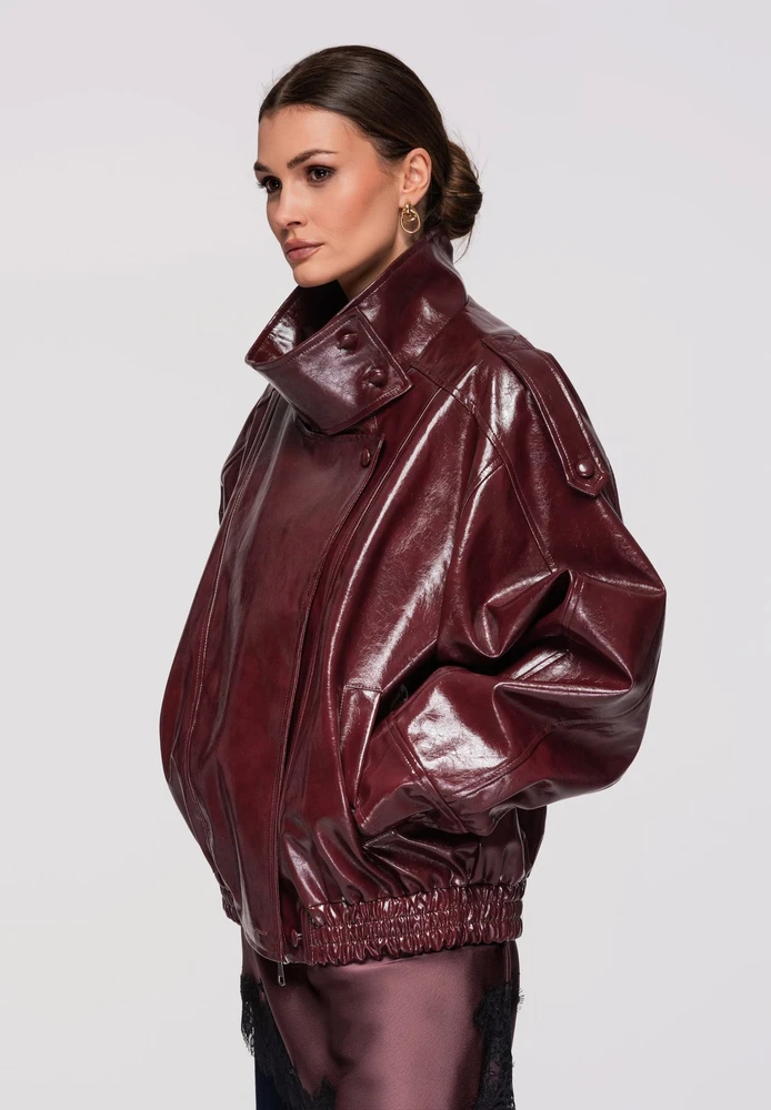 Moteriškas švarkas oversize bordo spalvos LARICA