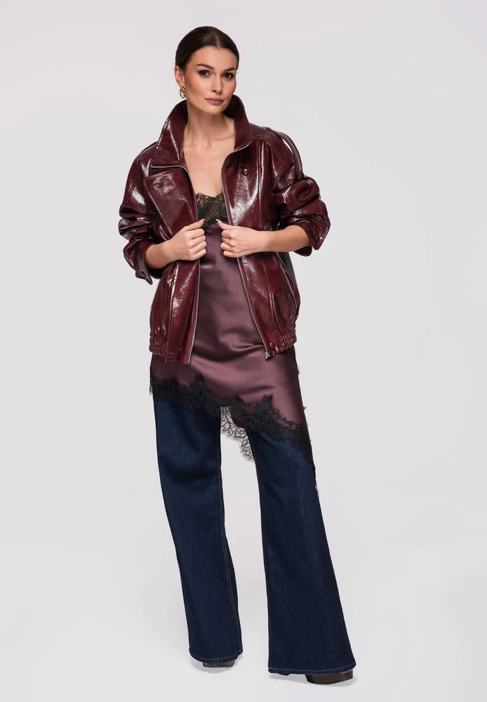 Moteriškas švarkas oversize bordo spalvos LARICA