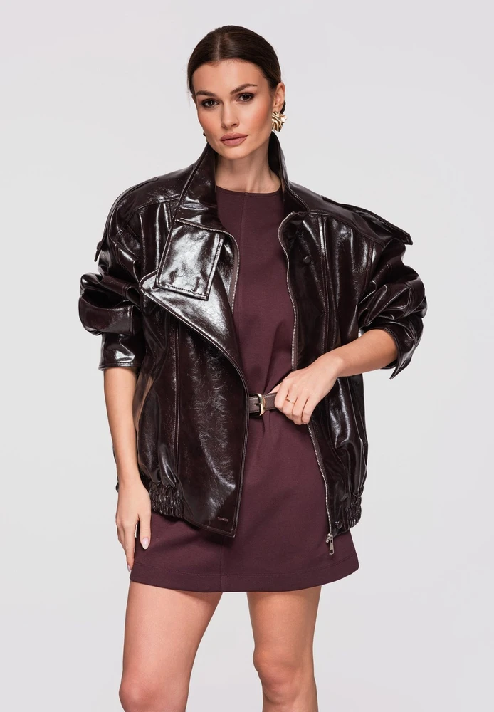 Moteriškas švarkas oversize, rudas LARICA
