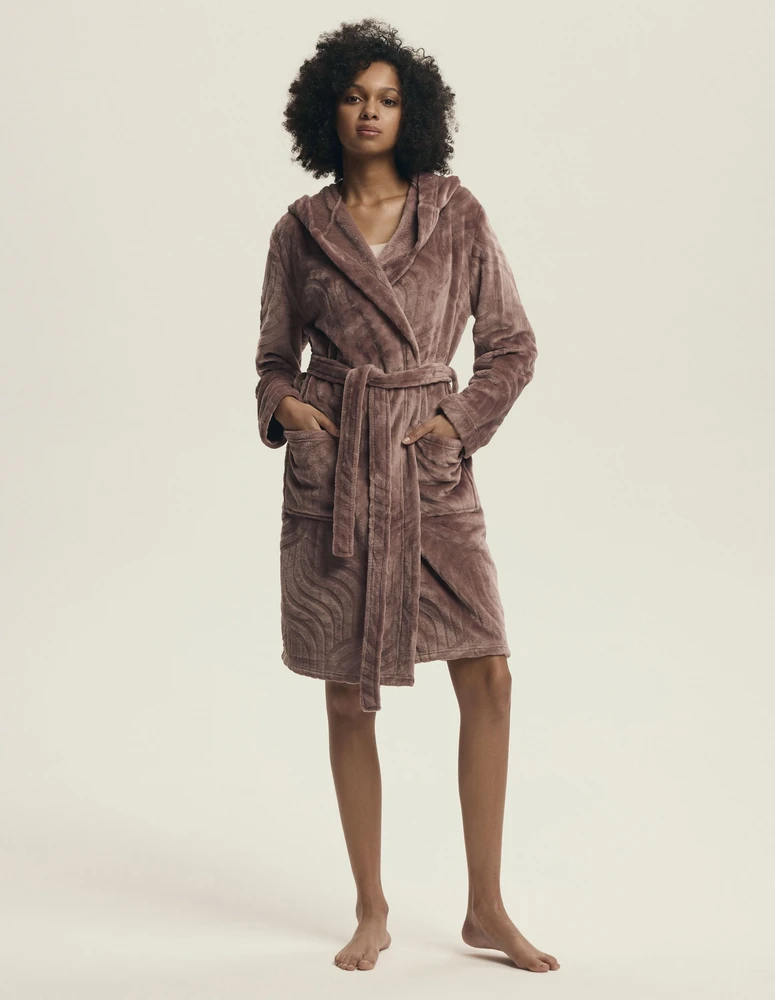 Moteriškas trumpas chalatas su gobtuvu Devyn