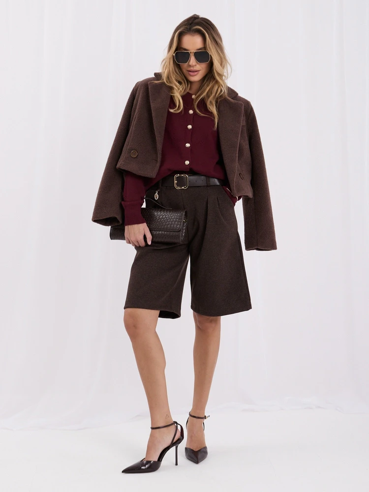 Moteriškas viskozinis kardiganas su sagomis Italy Moda, bordo