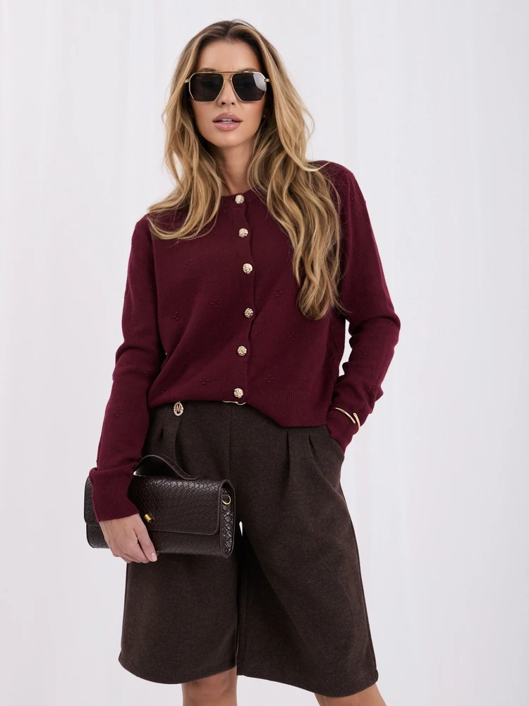 Moteriškas viskozinis kardiganas su sagomis Italy Moda, bordo