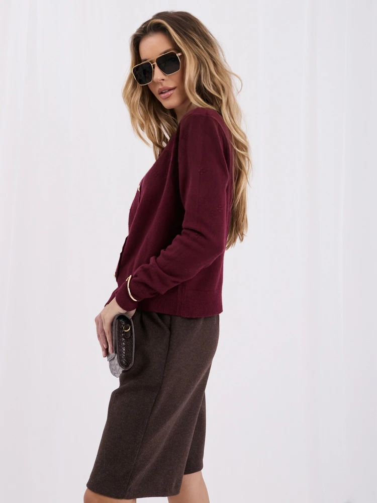 Moteriškas viskozinis kardiganas su sagomis Italy Moda, bordo