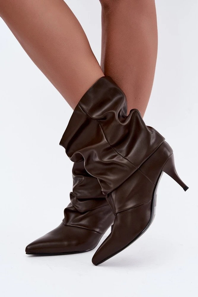 Moteriški aulinukai su plonu kulnu, tamsiai rudi