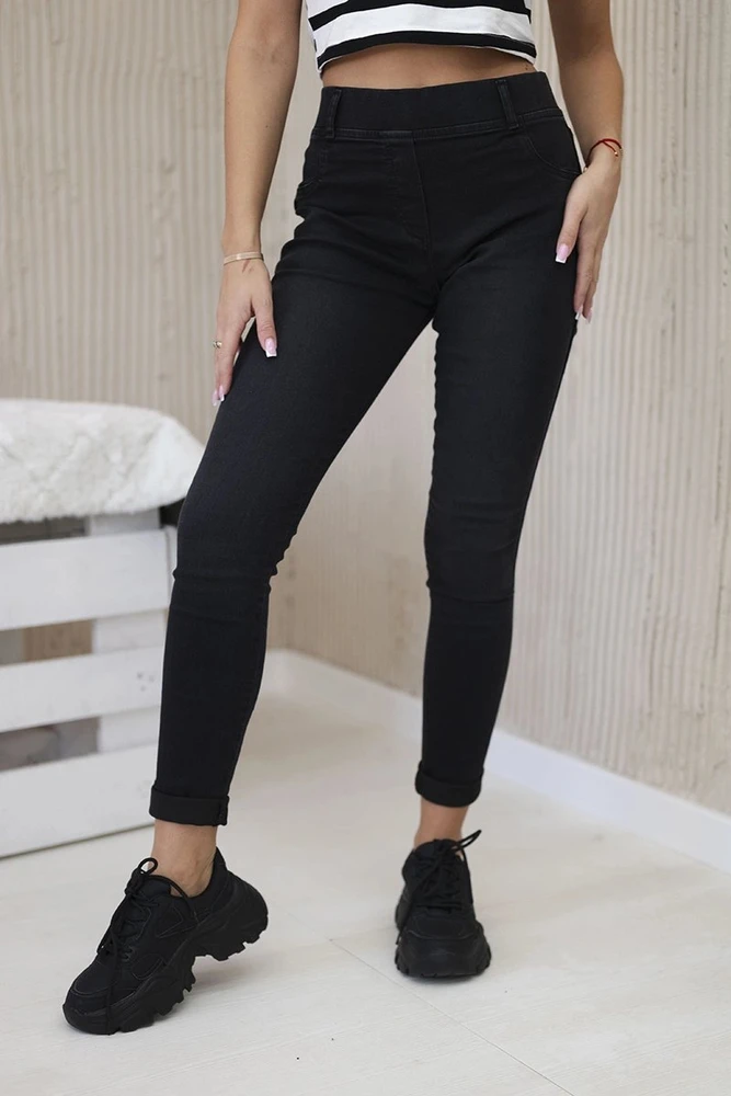 Moteriški juodi klasikiniai džinsai Classic jeans juodas