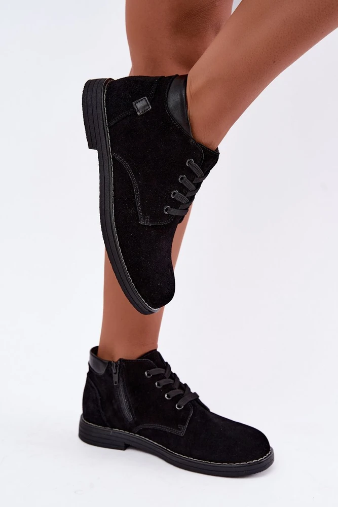 Moteriški juodi zomšiniai aulinukai Nirelia