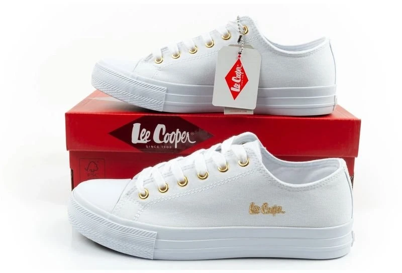 Moteriški kedai su guminiu padu Lee Cooper, balti