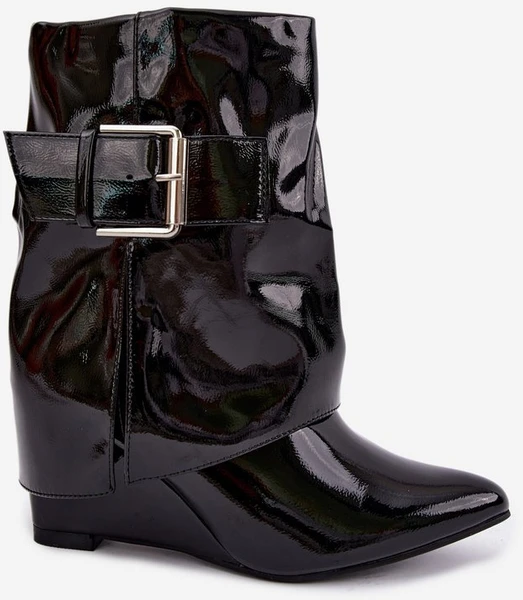 Moteriški lakuoti aulinukai su platforma, juodi