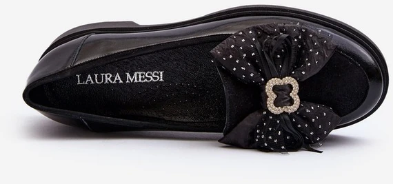 Moteriški lakuoti mokasinai su lanku Laura Messi 2786 Juodas