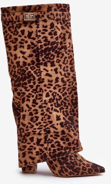 Moteriški leopardo rašto, rudi, iki kelių siekiantys aukštakulniai batai Portora