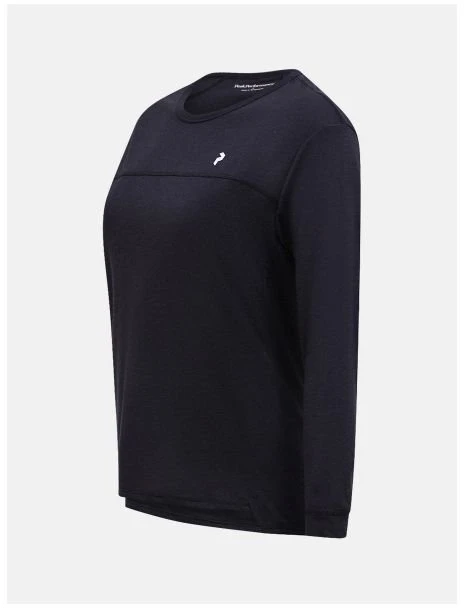 Moteriški marškinėliai ilgomis rankovėmis PEAK PERFORMANCE Trail Wool Blend LS, juodi