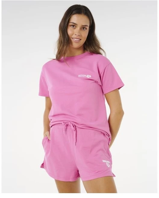 Moteriški medvilniniai šortai Rip Curl Surf Puff Short, rožiniai