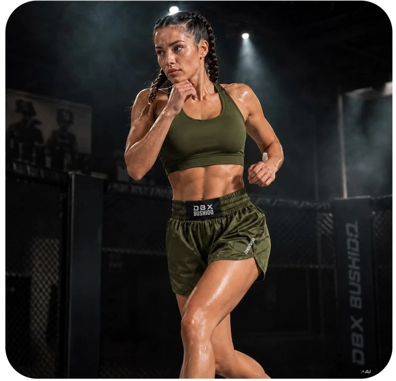 Moteriški Muay Thai šortai DBX Bushido Combatwear, chaki