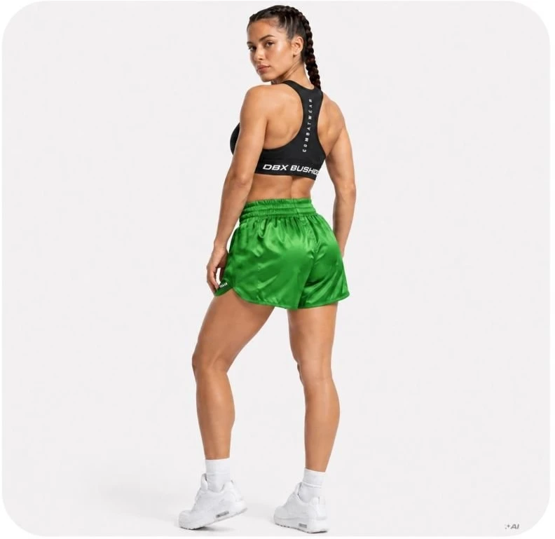 Moteriški Muay Thai šortai DBX Bushido Combatwear, pasteliniai žali