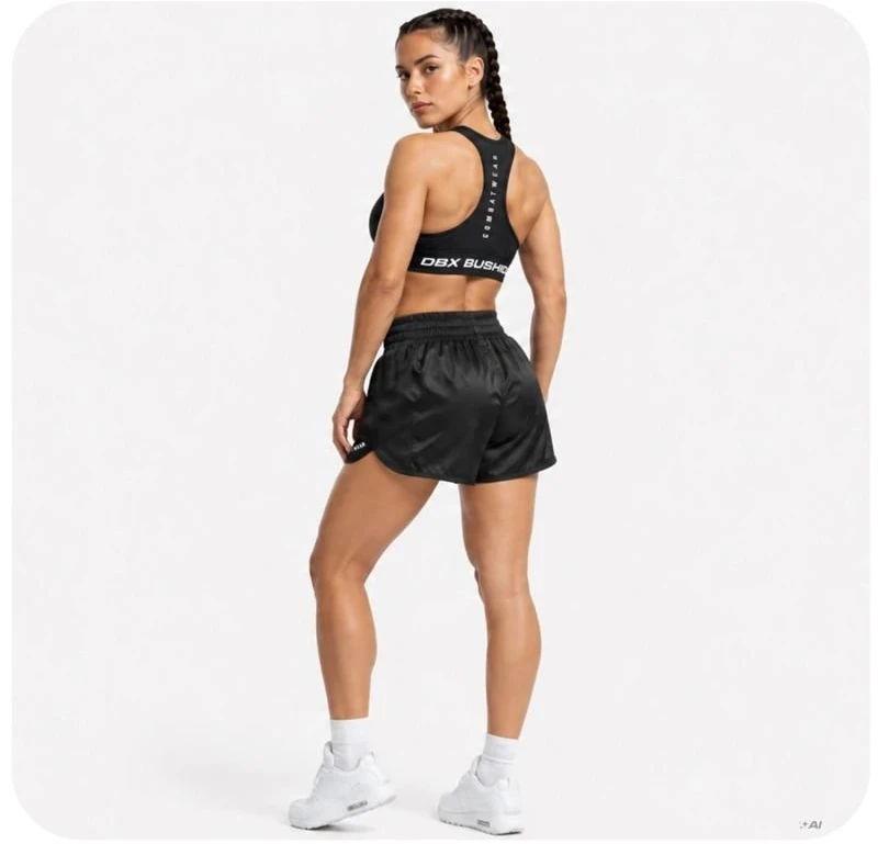 Moteriški Muay Thai šortai DBX Bushido Combatwear, juodi
