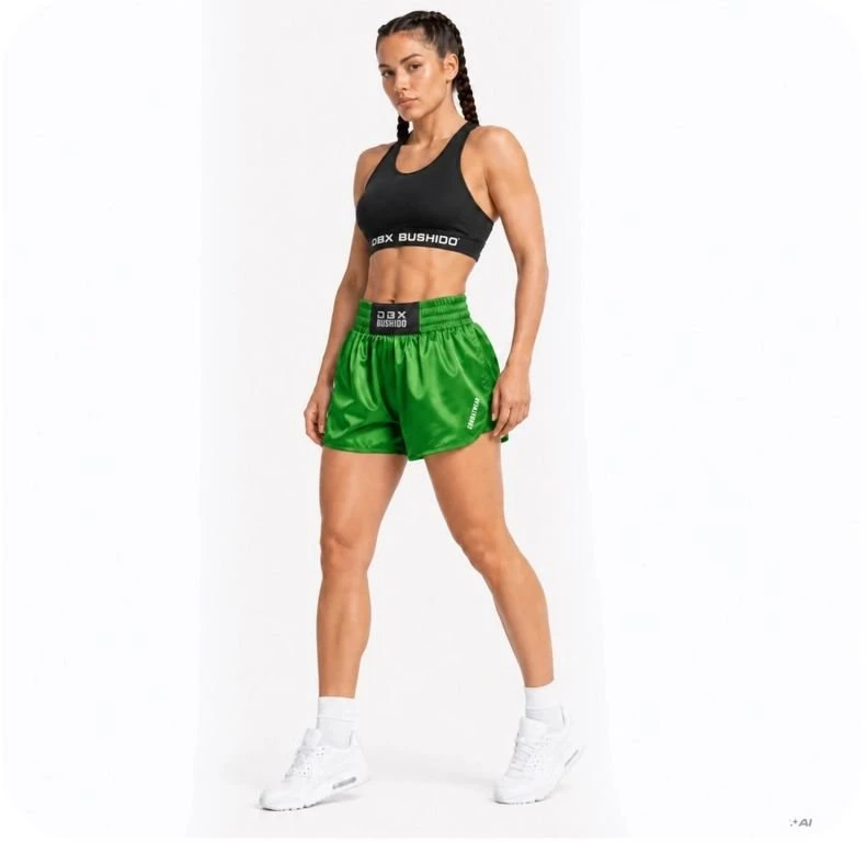 Moteriški Muay Thai šortai DBX Bushido Combatwear, pasteliniai žali