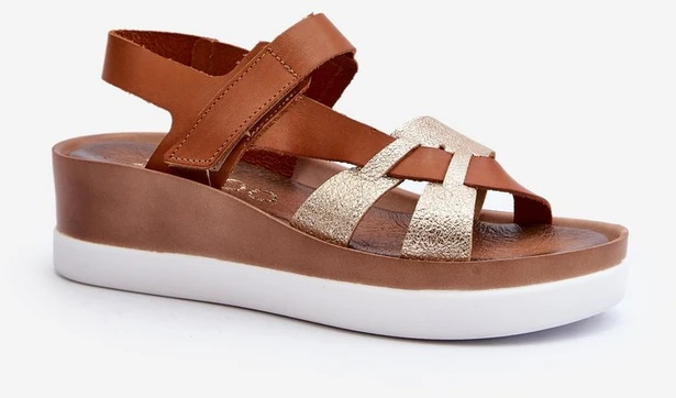 Moteriški odiniai platforminiai sandalai Brown