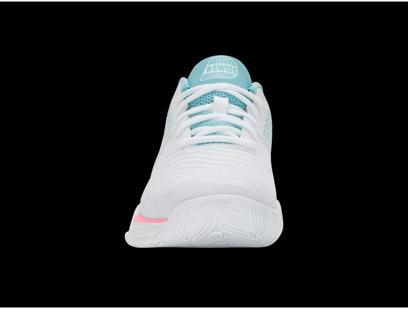 Moteriški padelio batai K-Swiss Express Light 3, balti, šviesiai mėlyni ir neoniniai rožiniai