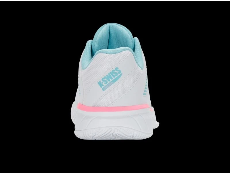 Moteriški padelio batai K-Swiss Express Light 3, balti, šviesiai mėlyni ir neoniniai rožiniai